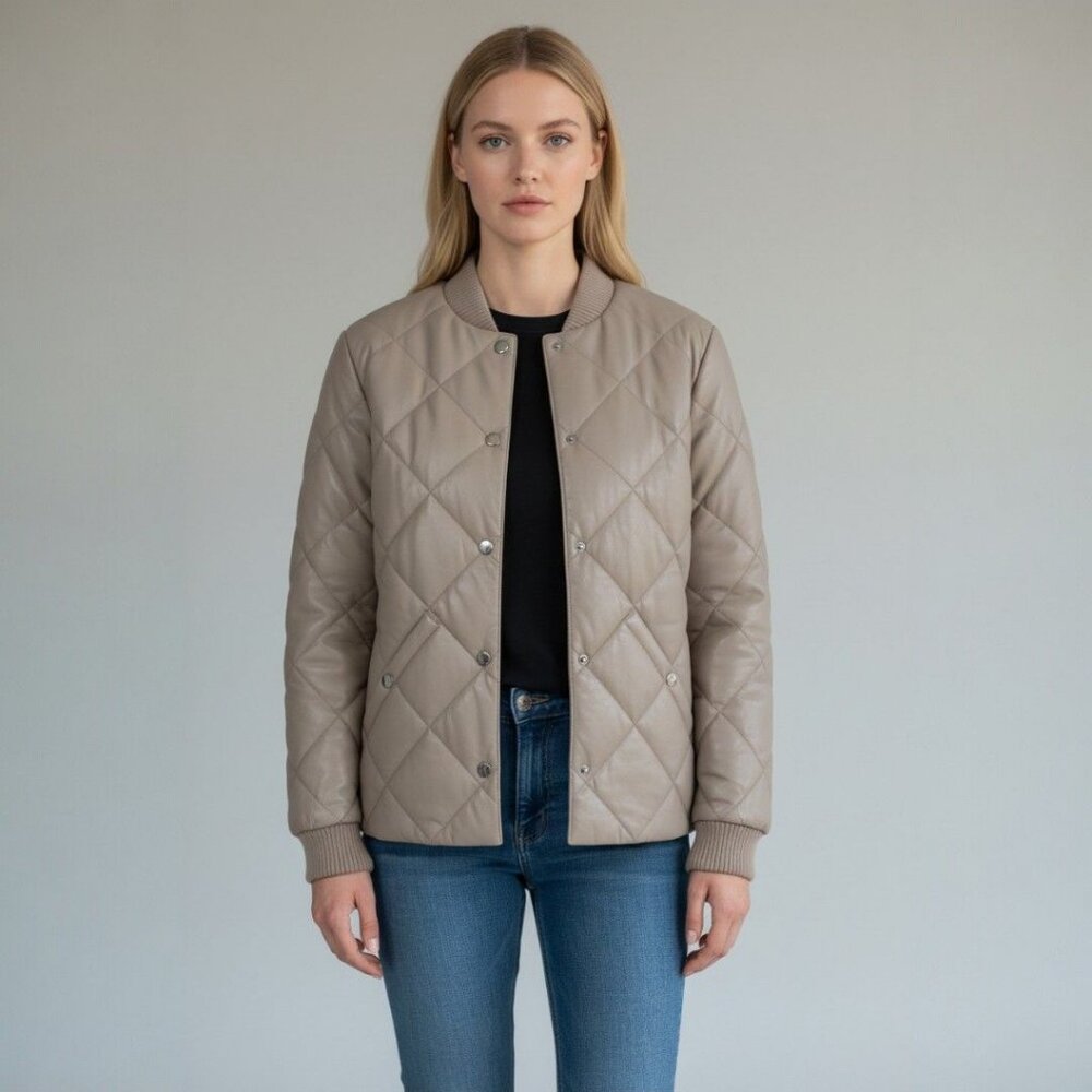Bod & Christensen Women's Leather Puffer Jacket Quilted Size Small New with Tag - Picture 2 of 9